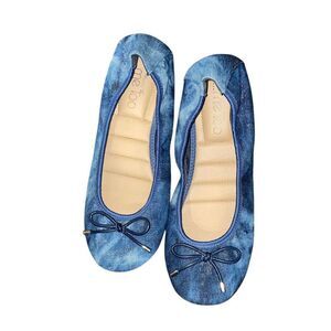Me Too Round‎ Toe Denim Ballet Flats Shoes Women’s 7.5M Bow Blue